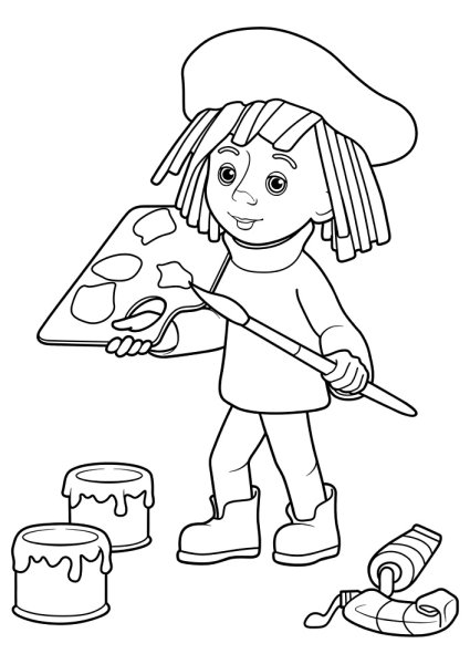 Художник раскраска для детей