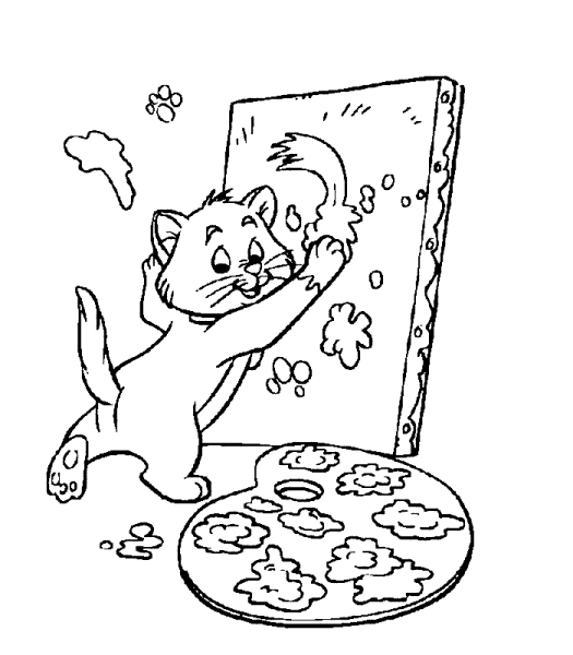 Котенок художник раскраска