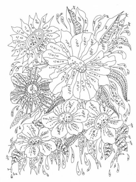 Волшебные цветы. Раскраска