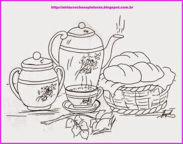 Раскраска натюрморт с посудой