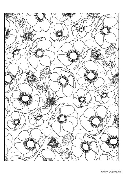 Цветочный принт раскраска