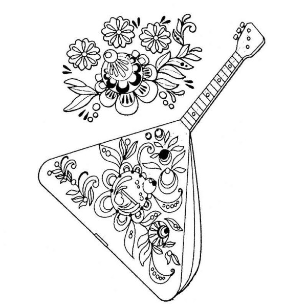 Русская балалайка раскраска