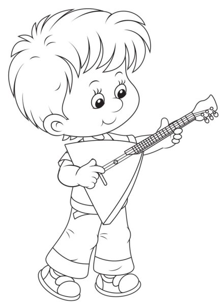 Мальчик с балалайкой раскраска