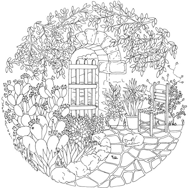 Сады. Раскраска