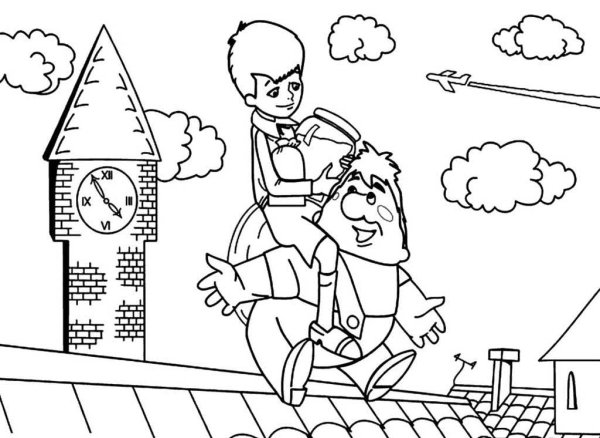 Малыш и Карлсон. Раскраска