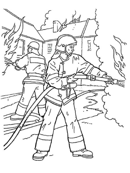 Пожарник раскраска