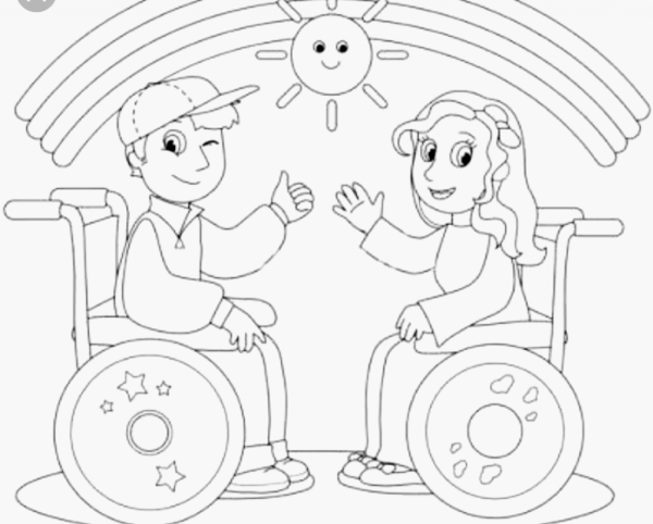 Раскраски дети инвалиды и Здоровые