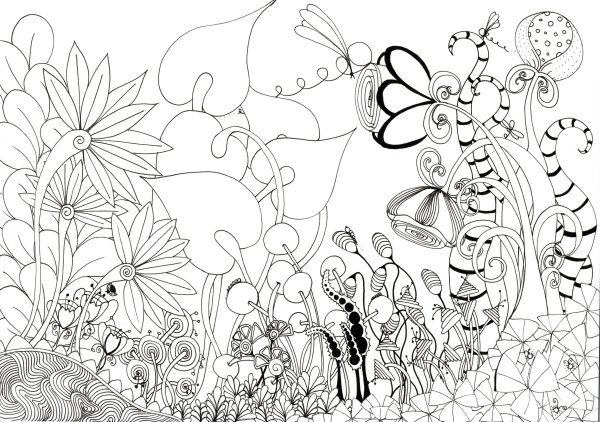 Поле цветов раскраска