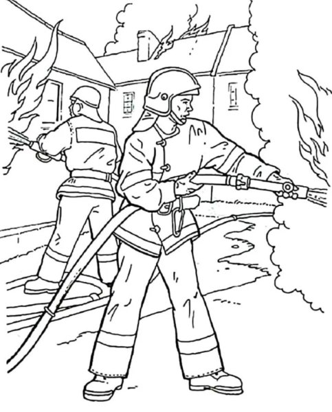 Пожарник раскраска