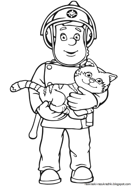 Разукрашки пожарный Сэм