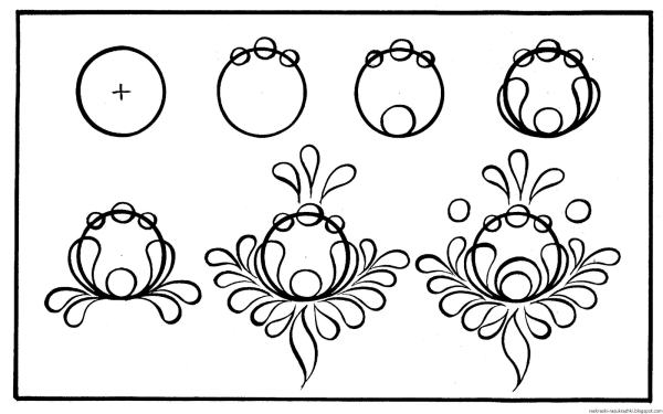 Элементы Городецкой росписи