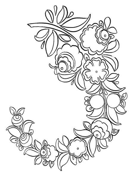 Городецкая роспись цветы раскраска