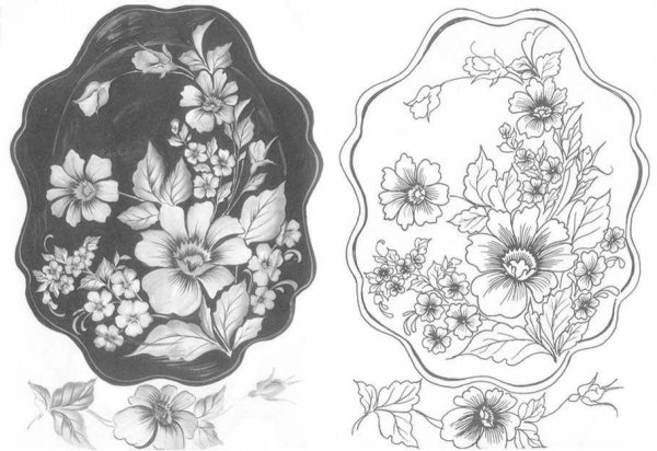 Жостовская роспись поднос рисунок