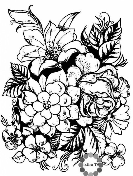 Жостовская роспись букет раскраска