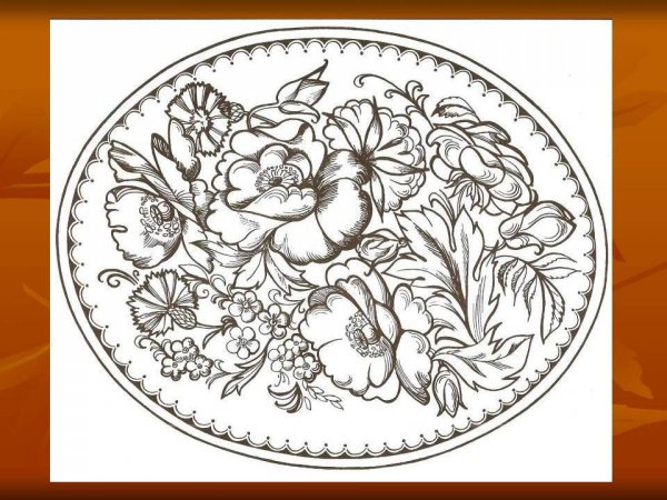 Жостовский поднос раскраска для детей