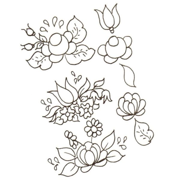 Жостовские цветы раскраска