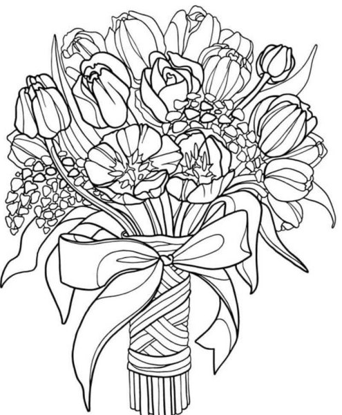 БУБУКЕТ цветов раскраска