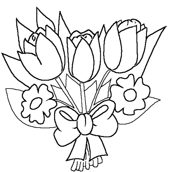 Букет для мамы раскраска