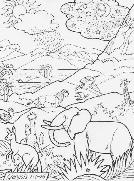 Сотворение раскраска