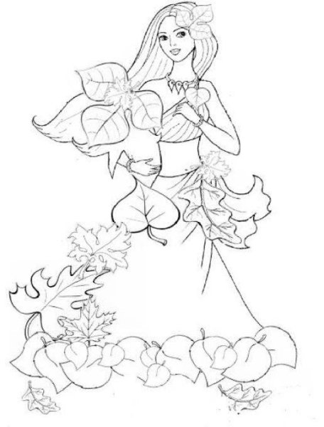 Девочка осень раскраска