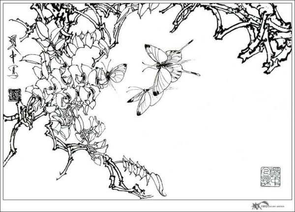 Китайские мотивы контурное рисование