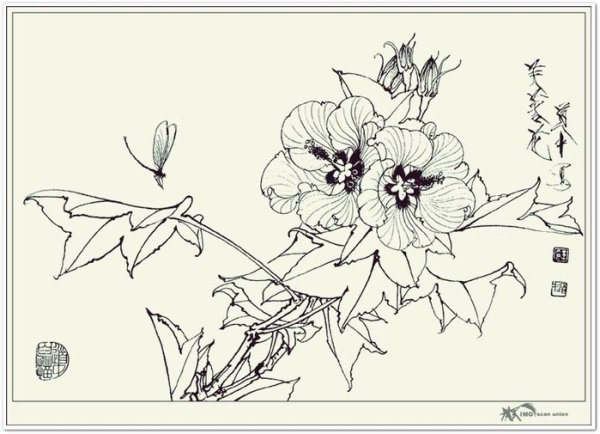 Цветы в японском стиле раскраска