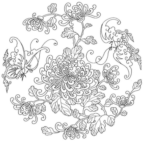 Китайский орнамент раскраска