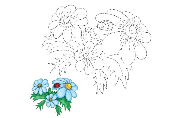 Рисование по точкам и раскрашивание цветы