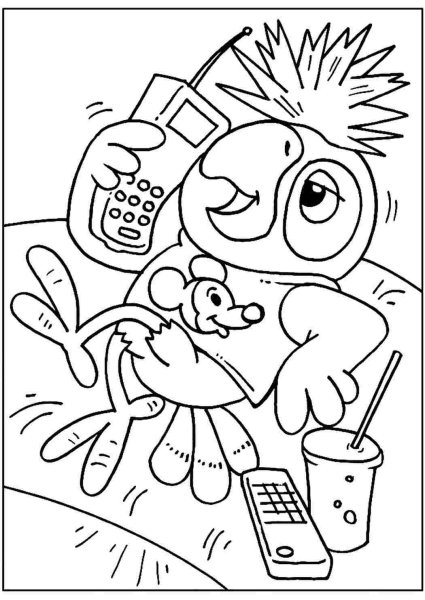 Попугай Кеша раскраска