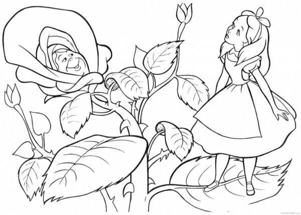 Алиса в стране чудес Дисней раскраска