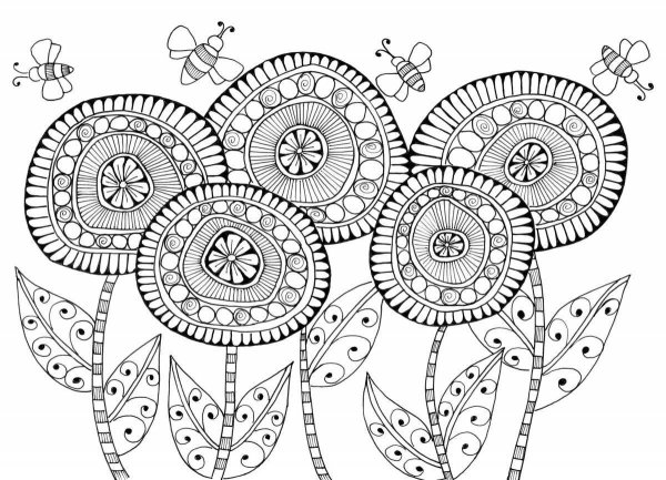 Раскраска антистресс "цветы"