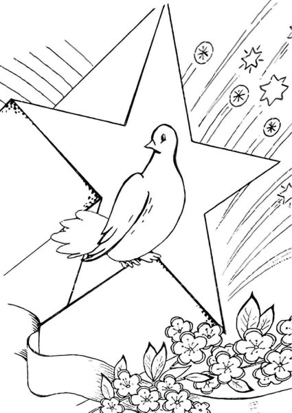 Раскраски голубя к Дню Победы