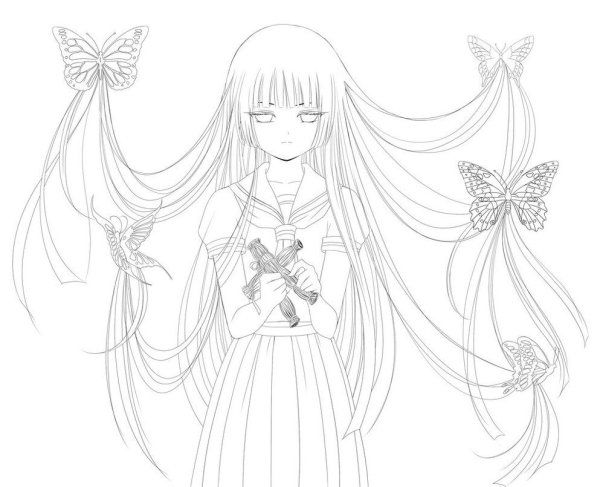 Раскраски девушки в платьях с длинными волосами