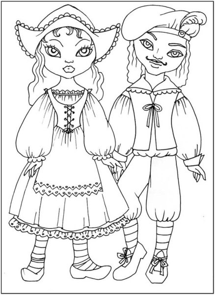 Национальный костюм раскраска