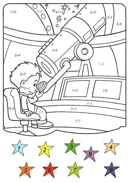 Раскраска по номерам космос для детей