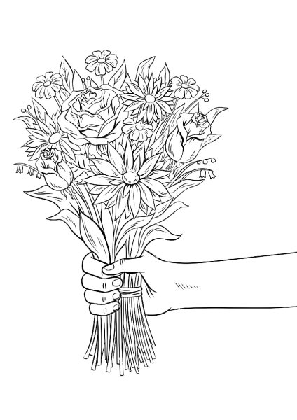 Трафарет букет цветов в руке