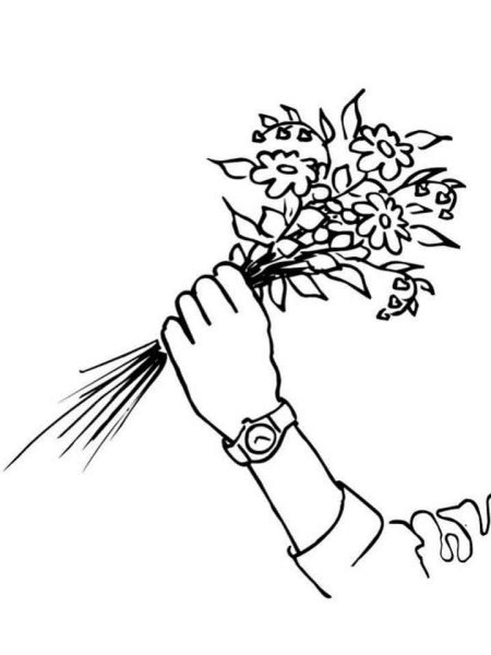 Нарисованная рука с букетом
