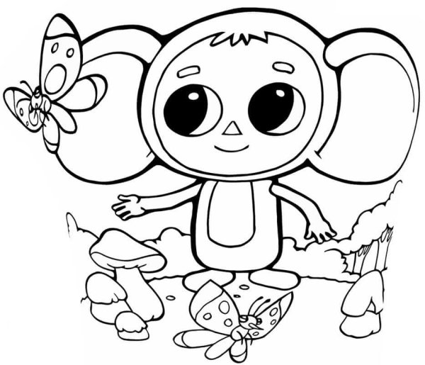 Чебурашка раскраска для детей