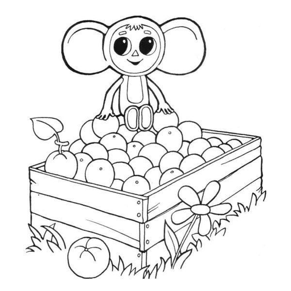 Крокодил Гена и Чебурашка разукрашка