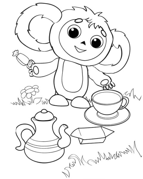 Раскраска Чебурашка и крокодил Гена для печати