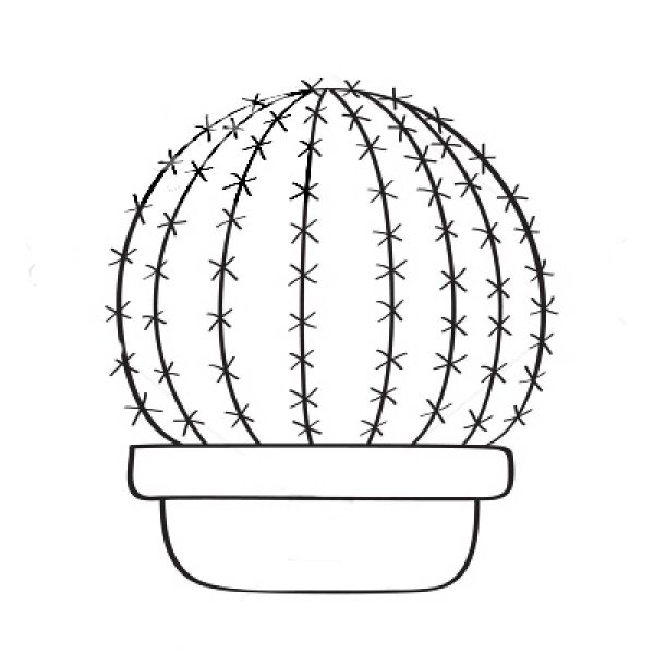 Раскраска Кактус в горшке для детей