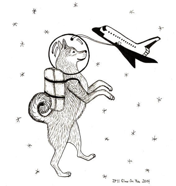 Собака в космосе раскраска