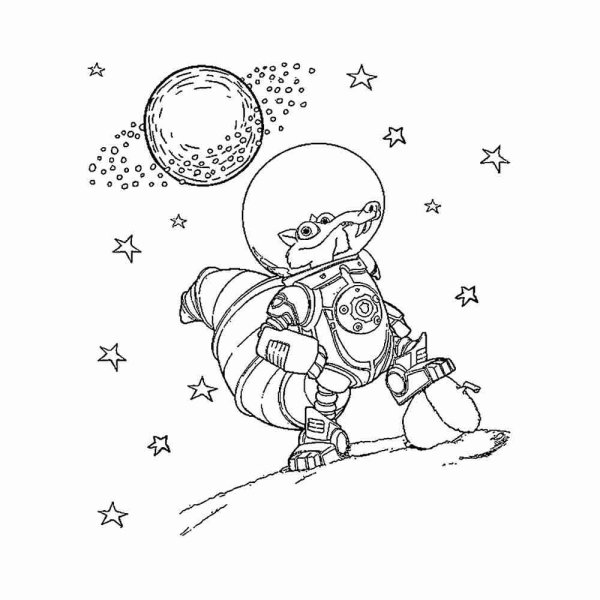 Космонавт на Луне раскраска для детей