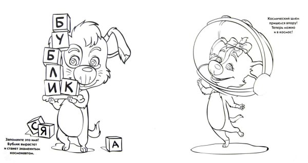 Белка и стрелка раскраска