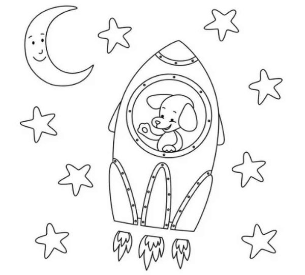 Собаки в космосе раскраска для детей