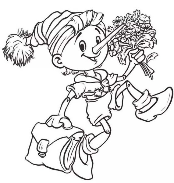 Буратино. Раскраска.