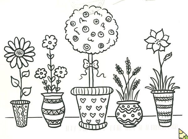 Цветок в горшке рисунок