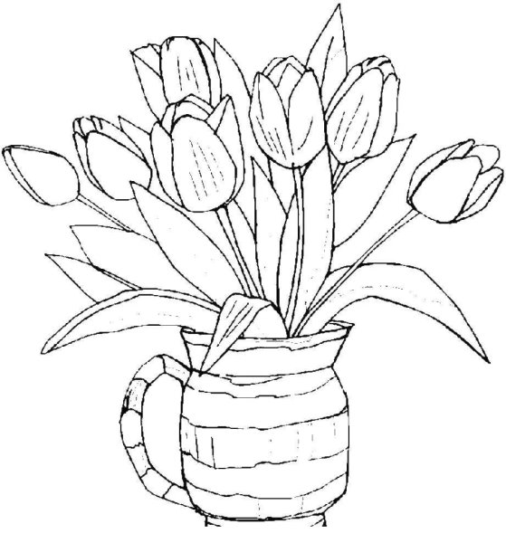 Раскраска цветы в вазе