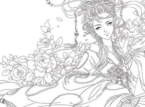 Раскраска китайская девочка