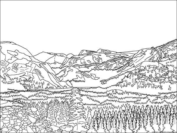 Горы раскраска для детей